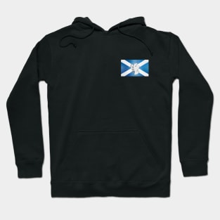 Scotland map in Scottish flag colors distressed style Hoodie